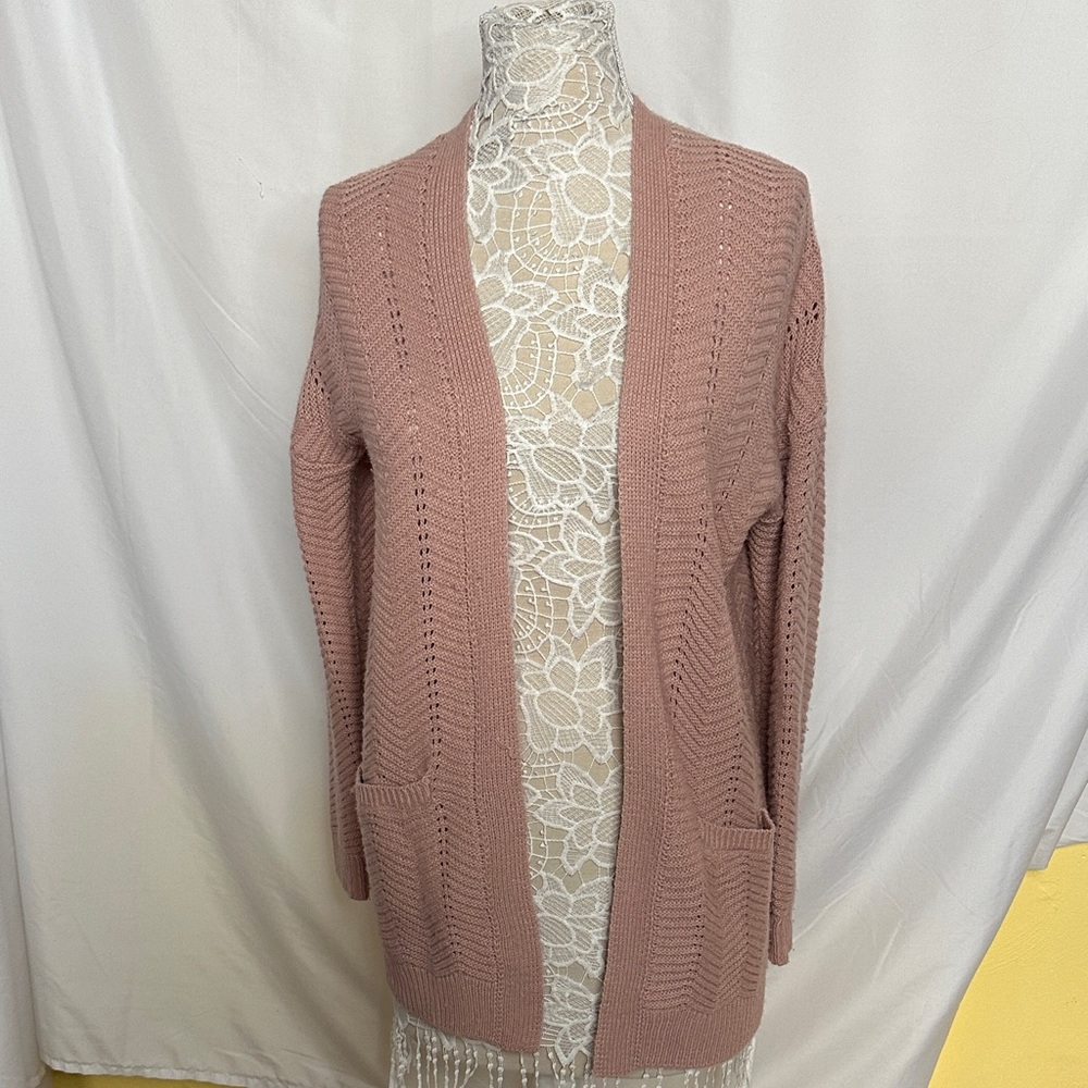 Charlotte Russe Dusty Pink Open-Front Cardigan